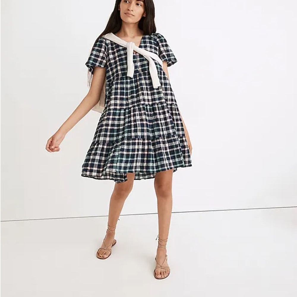 Madewell Plaid Button Front Tiered Babydoll
Relaxed Fit Dress Women Size M
